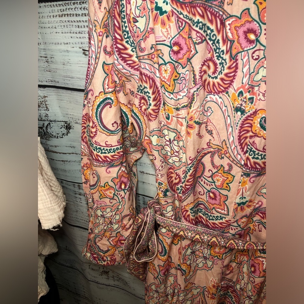 VENUS Paisley Print Linen Peach Pink Dress size 14 NWOT - Picture 14 of 16